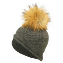 Seeberger Checked Real Fur Umschlagbeanie