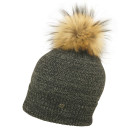 Seeberger Checked Real Fur Umschlagbeanie