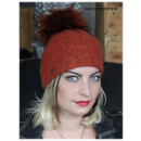 Seeberger Walkmütze mit Fellbommel coralle