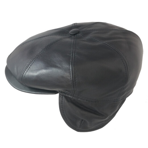 Wegener Leder-Schiebermütze mit Windstopper schwarz 55