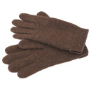 Woolmark Schurwoll Handschuhe Lederrand braun